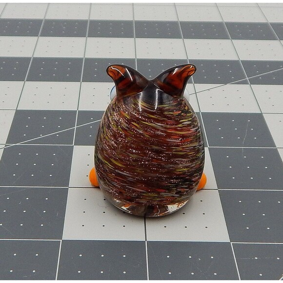 Hand Blown Art Glass Miniature 1.5 Inch Owl Figurine Glass Aventurine Gold Fleck - Picture 3 of 7